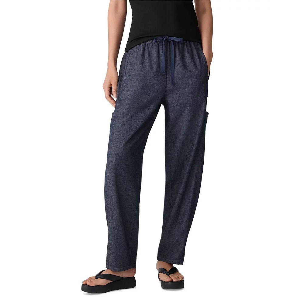 Eileen Fisher Denim Lantern Cargo Pants Grey‎ Petite Medium New With Tags